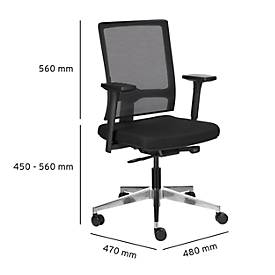 Schäfer Shop Select Bürostuhl NET MATIC, mit Armlehnen, Auto-Synchronmechanik, Muldensitz, Netzrücken, schwarz/alusilber