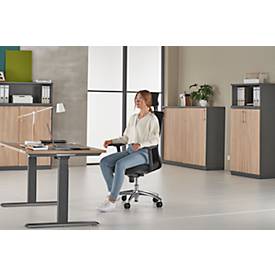 Schäfer Shop Select Bürostuhl SSI Proline Edition 10, mit Armlehnen, Punktsynchronmechanik, Bandscheibensitz, Kopfstütze, schwarz / alusilber