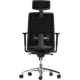 Schäfer Shop Select Bürostuhl SSI Proline Edition 10, mit Armlehnen, Punktsynchronmechanik, Bandscheibensitz, Kopfstütze, schwarz / alusilber