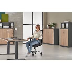 Schäfer Shop Select Bürostuhl SSI Proline Edition 10, mit Armlehnen, Punktsynchronmechanik, Bandscheibensitz, Netzrücken, schwarz/alusilber