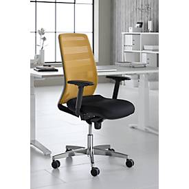 Schäfer Shop Select Bürostuhl SSI Proline Edition 50, mit Armlehnen, Punktsynchronmechanik, Bandscheibensitz, Lordosenstütze, Netzrücken, schwarz/ocker