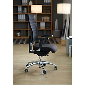 Schäfer Shop Select Bürostuhl SSI PROLINE S3+, mit Armlehnen, 3D-Synchronmechanik, Flachsitz, 3D-Netz-Rückenlehne, schwarz/alusilber