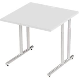 Schäfer Shop Select Bureau COMBITEC, carré, pied en C, L 800 x P 800 x H 677-817 mm, gris clair/aluminium blanc