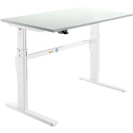 Schäfer Shop Select Bureau, hauteur ajustable électriquement, rectangulaire, pieds en C, gris clair/blanc, l. 1200 mm 