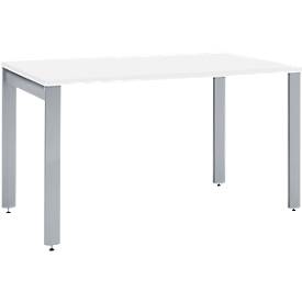 Schäfer Shop Select Bureau LOGIN, 4 pieds, L 1200 x P 800 x H 740 mm, blanc/alu blanc