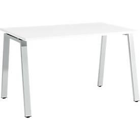 Schäfer Shop Select Bureau Start Off, pieds en A, rectangulaire, acier/bois, l. 1200 x P 800 x H 735 mm, blanc 