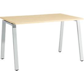 Schäfer Shop Select Bureau Start Off, pieds en A, rectangulaire, acier/bois, l. 1200 x P 800 x H 735 mm, érable 