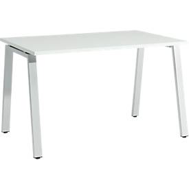 Schäfer Shop Select Bureau Start Off, pieds en A, rectangulaire, acier/bois, l. 1200 x P 800 x H 735 mm, gris clair 