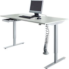 Schäfer Shop Select Bureau Start Off - réglable en hauteur électriquement - pied en T - L 1600 x P 800 x H 705/1205 mm - gris clair/blanc alu + tiroir + spirale pour câbles