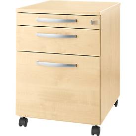 Schäfer Shop Select Caisson mobile Login, tiroir à dossiers suspendus + tiroir-plume + tiroir, verrouillable, bois, l. 431 x P 580 x H 595 mm, érable/érable