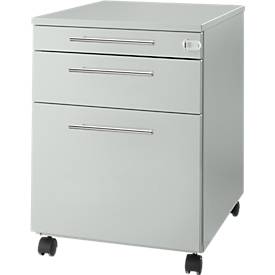 Schäfer Shop Select Caisson roulant Start Off 126, tiroir pour ustensiles, dossiers suspendus, tiroir, verrouillable, L 432 x P 580 x H 595 mm, gris clair 