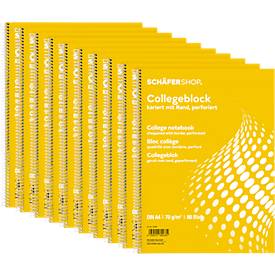 Schäfer Shop Select college-notitieblokken, formaat A4, 80 vel, vierkant, 10 stuks