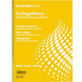 Schäfer Shop Select Collegeblöcke , DIN A4, 80 Blatt, 5 Stück, weiß
