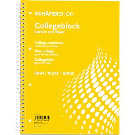 Schäfer Shop Select Collegeblöcke, DIN A4, 80 Blatt, doppelte Spiralbindung, 5 Stück, weiß