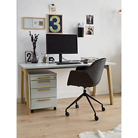 Schäfer Shop Select Desk Start Off Wood, rectangle, A-foot, W 1300 x D 650 x H 735 mm, white/wood optics