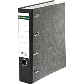 Schäfer Shop Select Doppelordner, DIN A5, Rückenbreite 80 mm, Qualitäts-Hebelmechanik, Rückenschild & Griffloch, Blauer Engel, schwarz