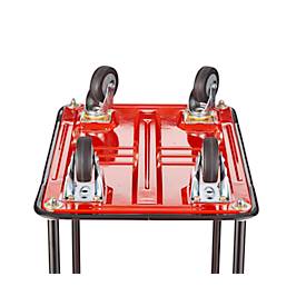 Schäfer Shop Select Etagenwagen 220DB, 2 Etagen, Stahl pulverbeschichtet, PUR-Räder, B 615 x T 880/965 x H 1000 mm, bis 370 kg, schwarz/rot