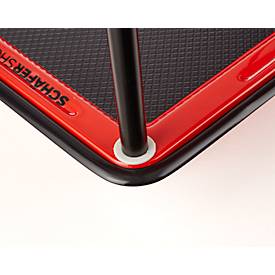 Schäfer Shop Select Etagenwagen 220DB, 2 Etagen, Stahl pulverbeschichtet, PUR-Räder, B 615 x T 880/965 x H 1000 mm, bis 370 kg, schwarz/rot