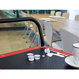 Schäfer Shop Select Etagenwagen 220DB, 2 Etagen, Stahl pulverbeschichtet, PUR-Räder, B 615 x T 880/965 x H 1000 mm, bis 370 kg, schwarz/rot