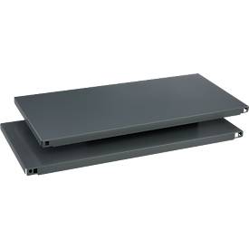 Schäfer Shop Select Fachboden MS, 2 Stück, B 950 x T 360 x H 25 mm, Stahl, RAL 7012 Basaltgrau