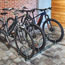 Schäfer Shop Select Fahrradständer, 1-seitig, für 4 Fahrräder, 2 x für Reifenbreite 55 mm + 2 x für Reifenbreite 70 mm, B 330 x T 1170 x H 250 mm, Stahl