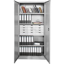 Schäfer Shop Select Flügeltürenschrank MS iCONOMY, Stahl, 5 Ordnerhöhen, B 950 x T 400 x H 1935 mm, weißaluminium RAL 9006