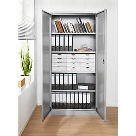 Schäfer Shop Select Flügeltürenschrank MS iCONOMY, Stahl, 5 Ordnerhöhen, B 950 x T 400 x H 1935 mm, weißaluminium RAL 9006