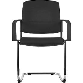 Schäfer Shop Select Freischwinger SSI Proline Visit P2, ergonomisch, Armlehnen, stapelbar bis 4 Stück, Stahl & Stoffbezug, B 480 x T 480 x H 480 mm, alusiber/schwarz