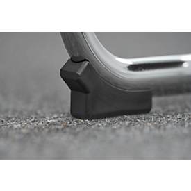 Schäfer Shop Select Freischwinger SSI Proline Visit P2, ergonomisch, Armlehnen, stapelbar bis 4 Stück, Stahl & Stoffbezug, B 480 x T 480 x H 480 mm, alusilber/blau