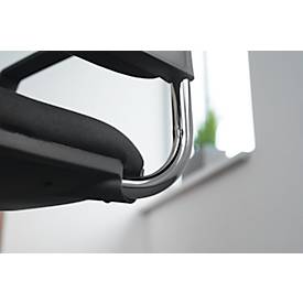 Schäfer Shop Select Freischwinger SSI Proline Visit P2, ergonomisch, Armlehnen, stapelbar bis 4 Stück, Stahl & Stoffbezug, B 480 x T 480 x H 480 mm, alusilber/grau