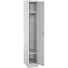 Schäfer Shop Select Garderobenspind, 1 Abteil, 1-türig, 2 Einlegeböden, Kleiderstange, B 300 x T 457 x H 1800 mm, Qualitätsfeinblech, abschließbar