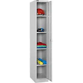 Schäfer Shop Select Garderobenspind, 1 Abteil, 1-türig, 4 Einlegeböden, B 300 x T 457 x H 1800 mm, Qualitätsfeinblech, abschließbar