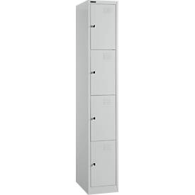 Schäfer Shop Select Garderobenspind, 1 x 4 Abteile, 4-türig, 3 Einlegeböden, B 300 x T 457 x H 1800 mm, Qualitätsfeinblech, abschließbar