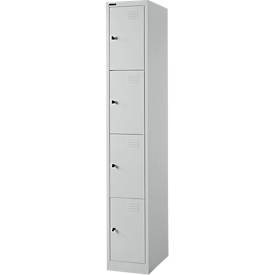 Schäfer Shop Select Garderobenspind, 1 x 4 Abteile, 4-türig, 3 Einlegeböden, B 300 x T 457 x H 1800 mm, Qualitätsfeinblech, abschließbar