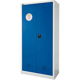 Schäfer Shop Select Gefahrstoffschrank, B 950 x T 500 x H 1935 mm, 2 Böden, 1 Wanne, Sicherheitsfach Typ 30, lichtgrau/enzianblau