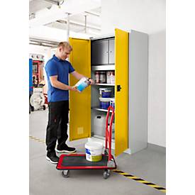 Schäfer Shop Select Gefahrstoffschrank, B 950 x T 500 x H 1935 mm, 2 Böden, 1 Wanne, Sicherheitsfach Typ 30, lichtgrau/goldgelb