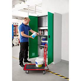 Schäfer Shop Select Gefahrstoffschrank, B 950 x T 500 x H 1935 mm, 2 Böden, 1 Wanne, Sicherheitsfach Typ 30, lichtgrau/türkisgrün