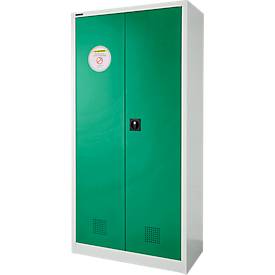 Schäfer Shop Select Gefahrstoffschrank, B 950 x T 500 x H 1935 mm, 2 Böden, 1 Wanne, Sicherheitsfach Typ 30, lichtgrau/türkisgrün