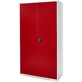 Schäfer Shop Select Gefahrstoffschrank, für Öl etc., 2 x 60 l Fässer und 8 x 20 l Kanister, Außenmaße B 1055 x T 520 x H 1950 mm, lichtgrau/rubinrot