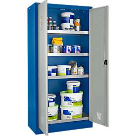 Schäfer Shop Select Gefahrstoffschrank, Stahl, B 950 x T 500 x H 1935 mm, Belüftungsschlitze, 4 Böden, 4 x 20 l Wannen