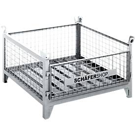 Schäfer Shop Select Gitterbehälter, mit herausnehmbarer Längswand, B 1050 x T 850 x H 590 mm, feuerverzinkt, bis 1000 kg