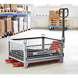 Schäfer Shop Select Gitterbehälter, mit herausnehmbarer Längswand, B 1050 x T 850 x H 590 mm, feuerverzinkt, bis 1000 kg