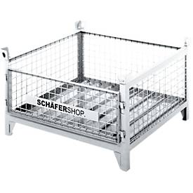 Schäfer Shop Select Gitterbehälter, mit herausnehmbarer Längswand, L 1050 x B 850 x H 590  mm, feuerverzinkt, bis 1000 kg