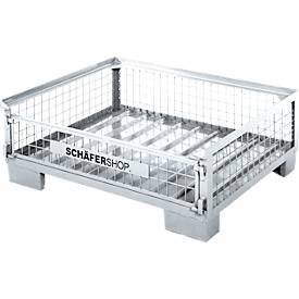 Schäfer Shop Select Gitterboxpalette, mit klappbarer Wand, B 1240 x T 835 x H 420 mm, feuerverzinkt, bis 1000 kg