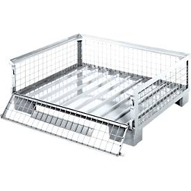 Schäfer Shop Select Gitterboxpalette, mit klappbarer Wand, B 1240 x T 835 x H 420 mm, feuerverzinkt, bis 1000 kg