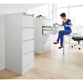 Schäfer Shop Select Hängeregistraturschrank MS iCONOMY, Stahl, 1-bahnig, geschlossene Wanne, B 425 mm, lichtgrau RAL 7035