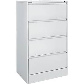 Schäfer Shop Select Hängeregistraturschrank MS iCONOMY, Stahl, 2-bahnig, geschlossene Wanne, B 780 mm, lichtgrau RAL 7035