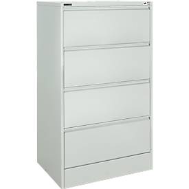 Schäfer Shop Select Hängeregistraturschrank MS iCONOMY, Stahl, 2-bahnig, geschlossene Wanne, B 780 mm, weißaluminium RAL 9006