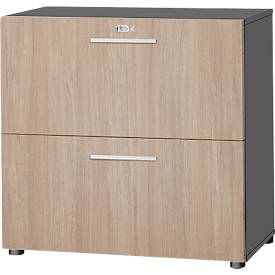 Schäfer Shop Select Hängeregistraturschrank SET UP, 2 HR-Schübe, abschließbar, B 800 x T 420 x H 788 mm, graphit/eiche
