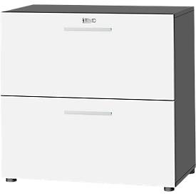 Schäfer Shop Select Hängeregistraturschrank SET UP, 2 HR-Schübe, abschließbar, B 800 x T 420 x H 788 mm, graphit/weiß